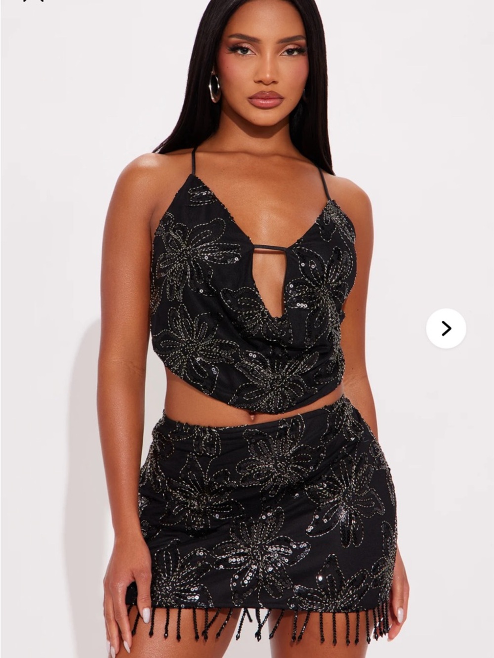 Black Sequin Embellished Matching Set